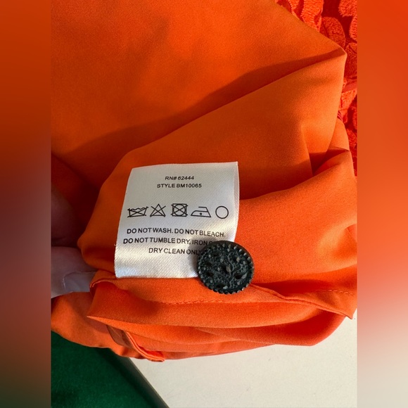 New NICOLE MILLER Artelier Vibrant Lace Orange Dress Shift Sheath Layered Floral - Picture 11 of 11